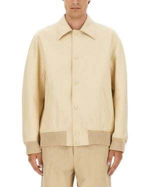 Lanvin Button-Up Oversized Jacket With Design - Natural