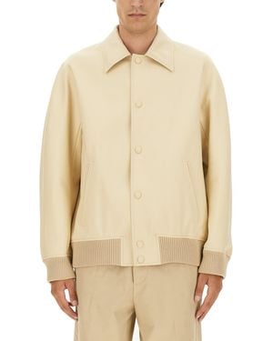 Lanvin Button-Up Oversized Jacket With Design - Natural