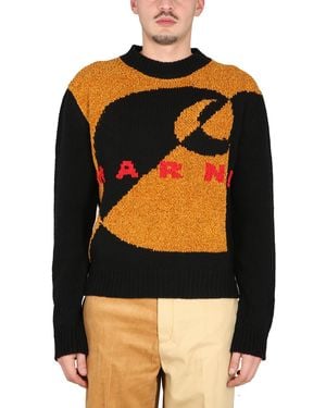 Marni Cross-Neck Wool Jumper - Black