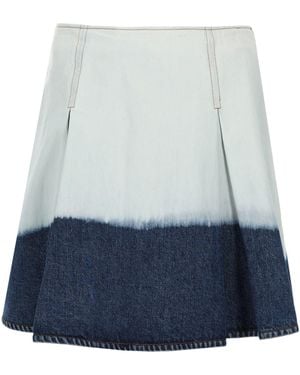 Marni Screen-Printed Denim Flared Skirt - Blue