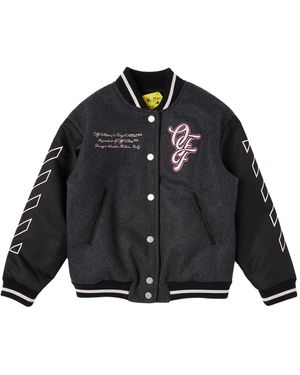 Off-White c/o Virgil Abloh Kids Patch Varsity Jacket - Black