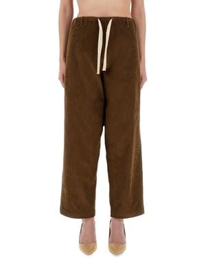 Moschino Wide-Leg Corduroy Trousers With Drawstring Waist - Brown