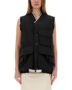 Maison Margiela Sleeveless Wool Jacket - Black