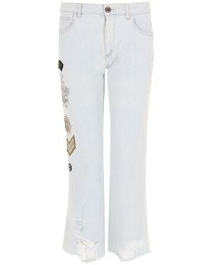 MR & MRS Jeans Con Patch E Stampa - White