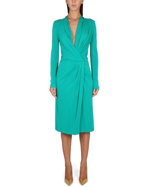 Alberta Ferretti V-Neck Dress - Green