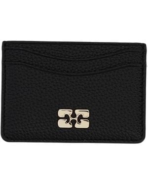 Ganni Card Holder With Logo - Black