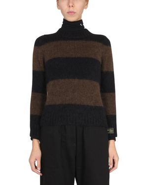 Raf Simons MAGLIA GIROCOLLO A RIGHE - Nero
