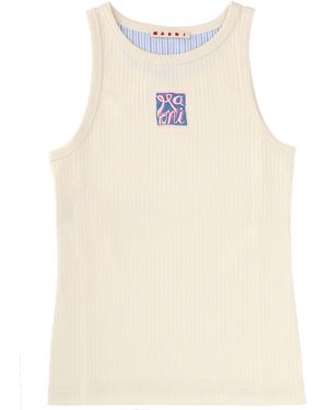 Marni Tank Top With Logo - Natural