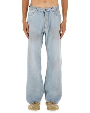 Balenciaga Distressed Relaxed Fit Trousers - Blue