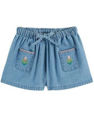Emile Et Ida Bermuda Denim Brode Rose - Blue