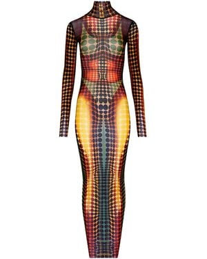 Jean Paul Gaultier Long Dress With Print - Orange