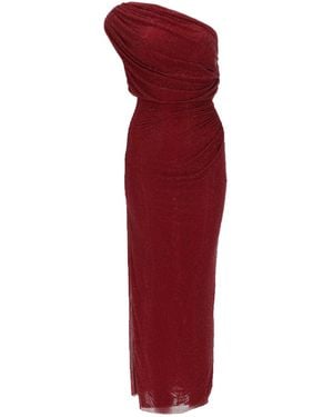 Self-Portrait Midi Dress With Rhinestones - Red