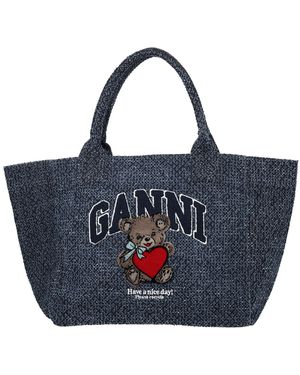 Ganni Bag Trapeze Bear Medium - Blue