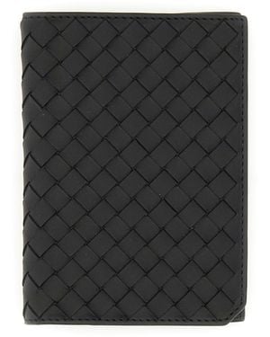 Bottega Veneta Small Woven Passport Holder - Black