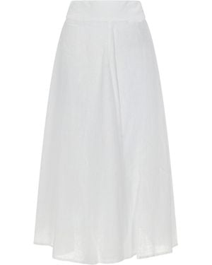 120% Lino Gonna Lunga - White