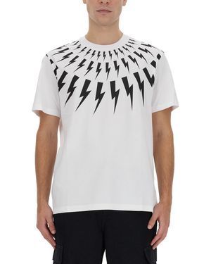 Neil Barrett T-Shirt "Fairisle Thunderbolt" - Bianco
