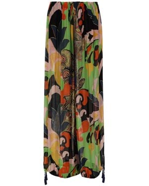 Etro Wide-Leg Trousers With Floral Paisley Motif - Green