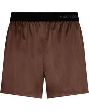 Tom Ford Silk Pyjama Shorts - Brown