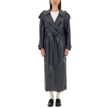 Salvatore Santoro Leather Trench Coat - Black