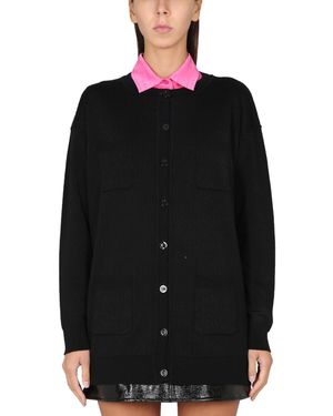 Moschino CARDIGAN IN LANA CON LOGO - Nero