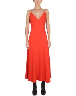 Stella McCartney Maxi V-Neck Dress - Red