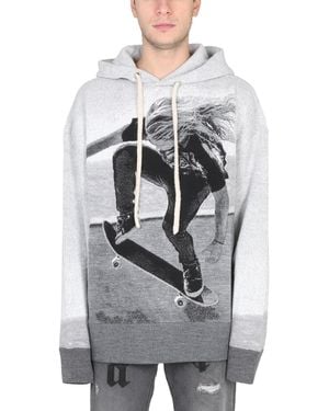 Palm Angels Relaxed Fit Hooded Shirt - Grey