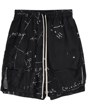 Rick Owens Drawstring Split Cotton Shorts - Black