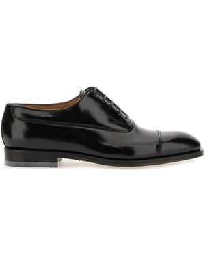 Ferragamo Leather Lace Up Shoes - Black