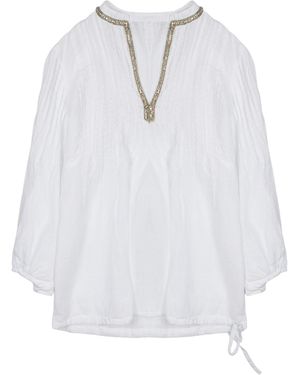 120% Lino Blusa - White