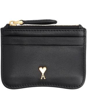 Ami Paris Portacarte "Paris Paris" Con Zip - Black
