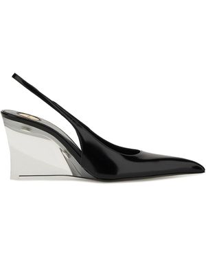 Saint Laurent Leather "Miller" Wedges - Multicolor
