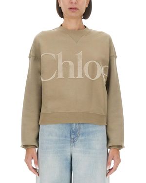 Chloé Felpa Con Logo - Blu