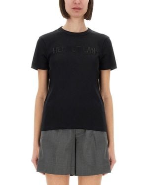 Helmut Lang Fitted Short-Sleeve T-Shirt With Embossed Logo - Black