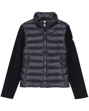 Moncler Wool And Quilted Shell Down Cardigan - Blue