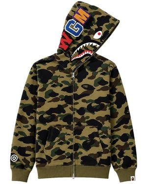A Bathing Ape Felpa "Shark" Con Cappuccio - Green