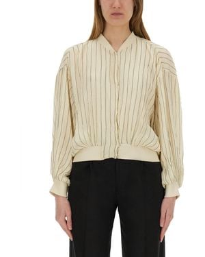 Alysi Silk Bomber Jacket - Natural