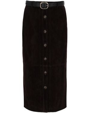 Self-Portrait Suede Midi Skirt - Black