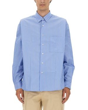 Lanvin Vertical Stripe Oversize Fit Shirt - Blue