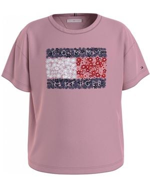 Tommy Hilfiger Flower Flag Tee's/S - Rosa