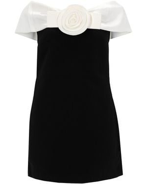 Self-Portrait Mini Dress With Flower Detail - Black