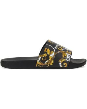 Versace Jeans Couture Slide Sandal With Logo - Green