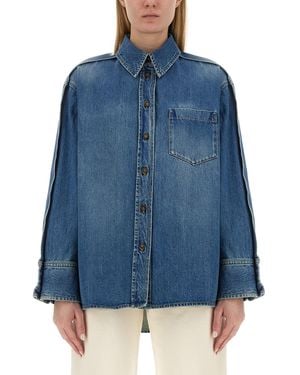 Victoria Beckham Camicia Di Jeans Oversize - Blu