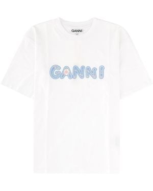 Ganni T-Shirt Con Logo - White