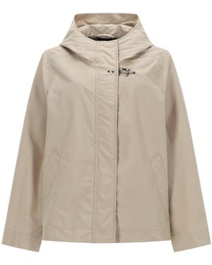Fay Short Parka With Hook And Loop Closure - Natural