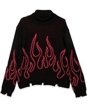 Vision Of Super Jumper High Neck With Flames - Red
