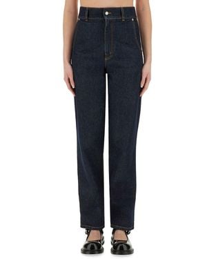 Moschino "Laurel Crown Patch" Denim Pants - Blue