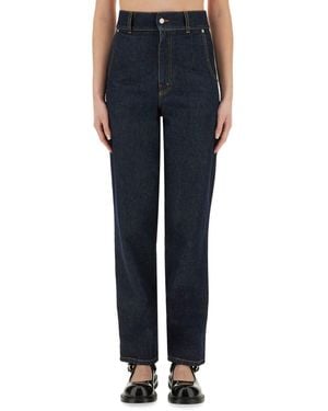 Moschino "Laurel Crown Patch" Denim Trousers - Blue