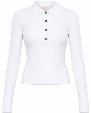 MICHAEL Michael Kors Michael By Michael Kors Long-Sleeved Polo Shirt - White