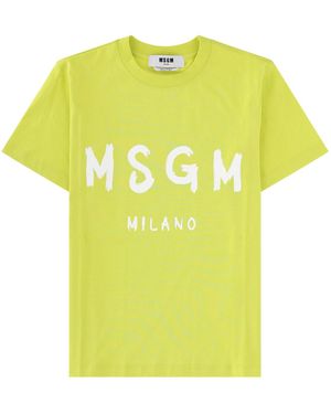 MSGM Logo Crew Neck T-Shirt - Yellow