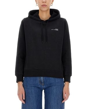 A.P.C. FELPA CON CIO E STAMPA LOGO - Nero